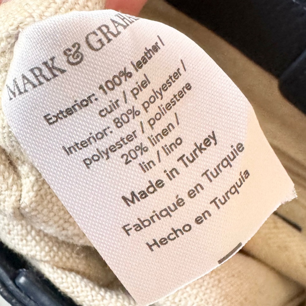 Mark & Graham Essential Leather Tote Navy Monogram MEZ - Picture 11 of 12